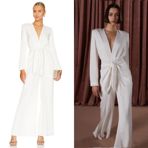 Misha Lotti Satin Jumpsuit Ivory - Picture 1 of 11